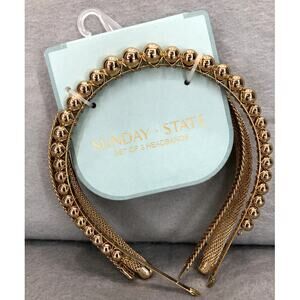 Sunday State Set of 3 Gold Tone Headbands - NEW